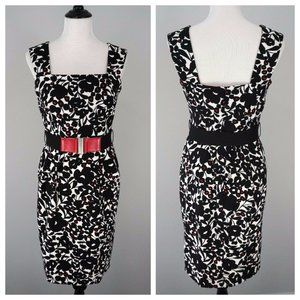 New LONDON TIMES Black White Floral Sheath Dress